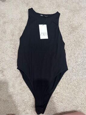 ZARA Black Sleeveless One-Piece Bodysuit